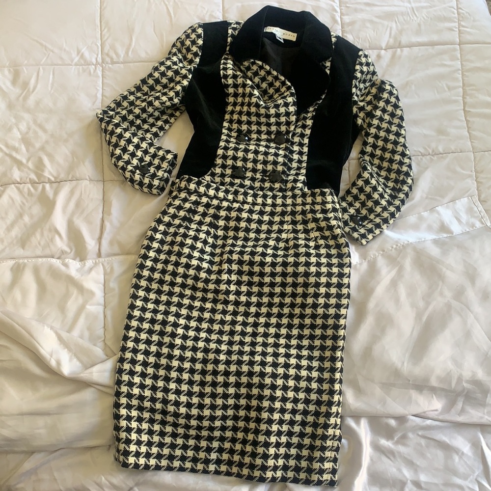 Vintage Houndstooth Matching Suit and Skirt Set